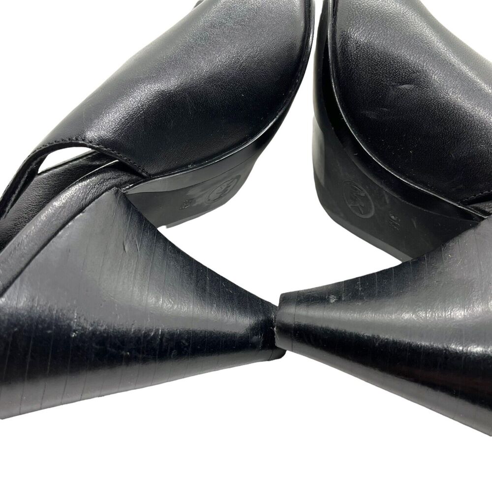 Michael Kors Slingback Heels Womens Gemma Black Flat Silver Tone Studded Size 5M - Picture 8 of 16